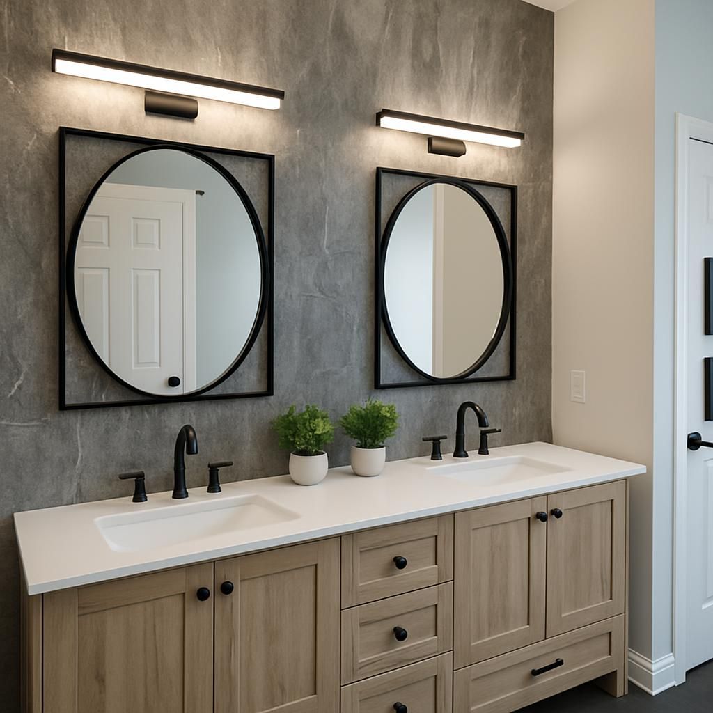 Modern vanity and mirrors
